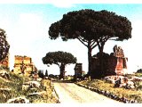 The world famous Appian Way was a crowded high road when traversed by Paul. Tombs and shrines, of which there are numerous remains, lined the Roman end of the road. An early photograph.